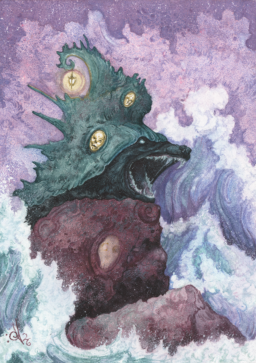 The Creeping Wulf is a powerful symbol of adaptation in the world of Berceau. Said to have been born of snails and something far fiercer, the two beings were merged against their will.  A ferocious soul persisted in the small body which might have be