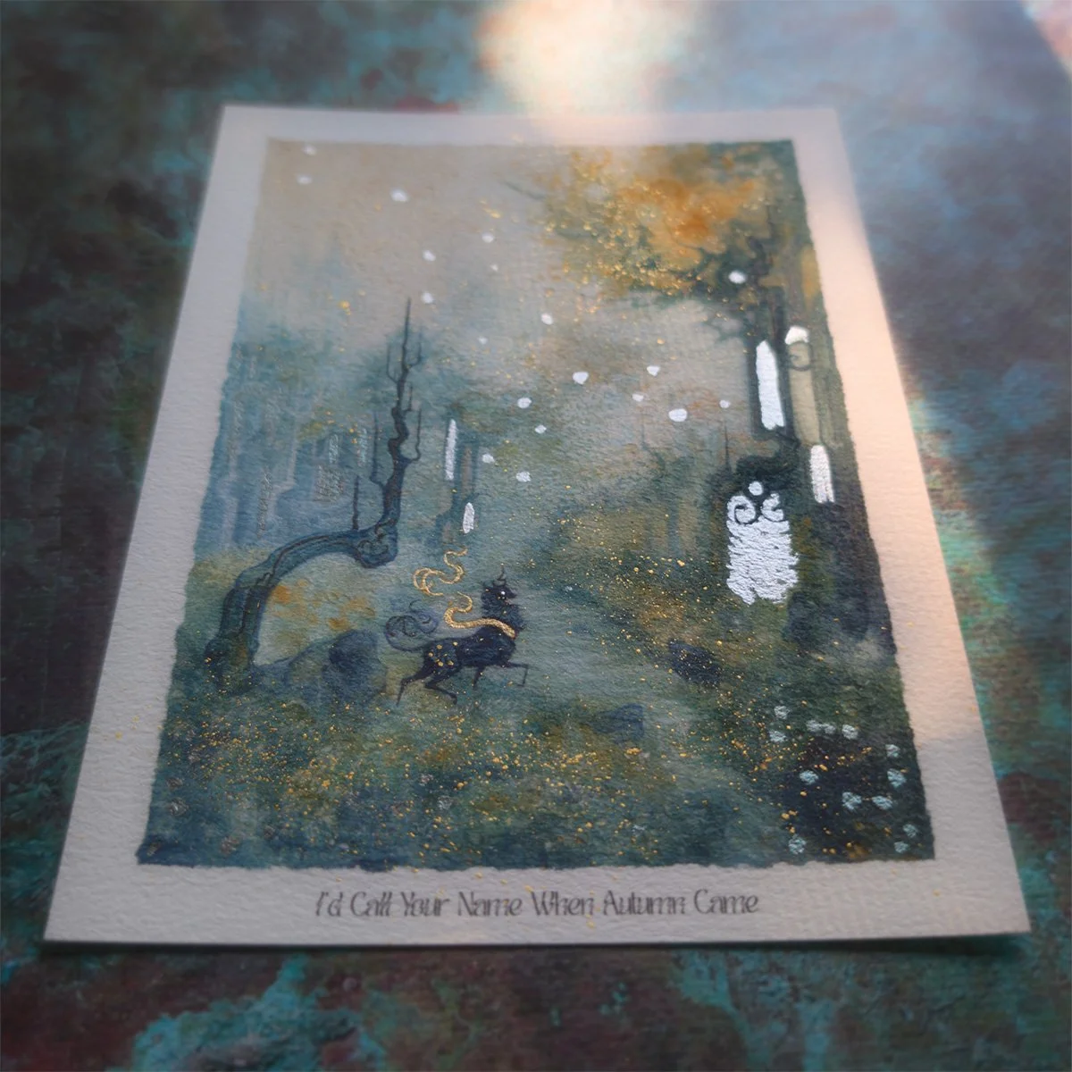 I’d Call Your Name When Autumn Came - watercolor-painting-donne-toi-la-lune-dtll-aria fawn - framed 3.jpg