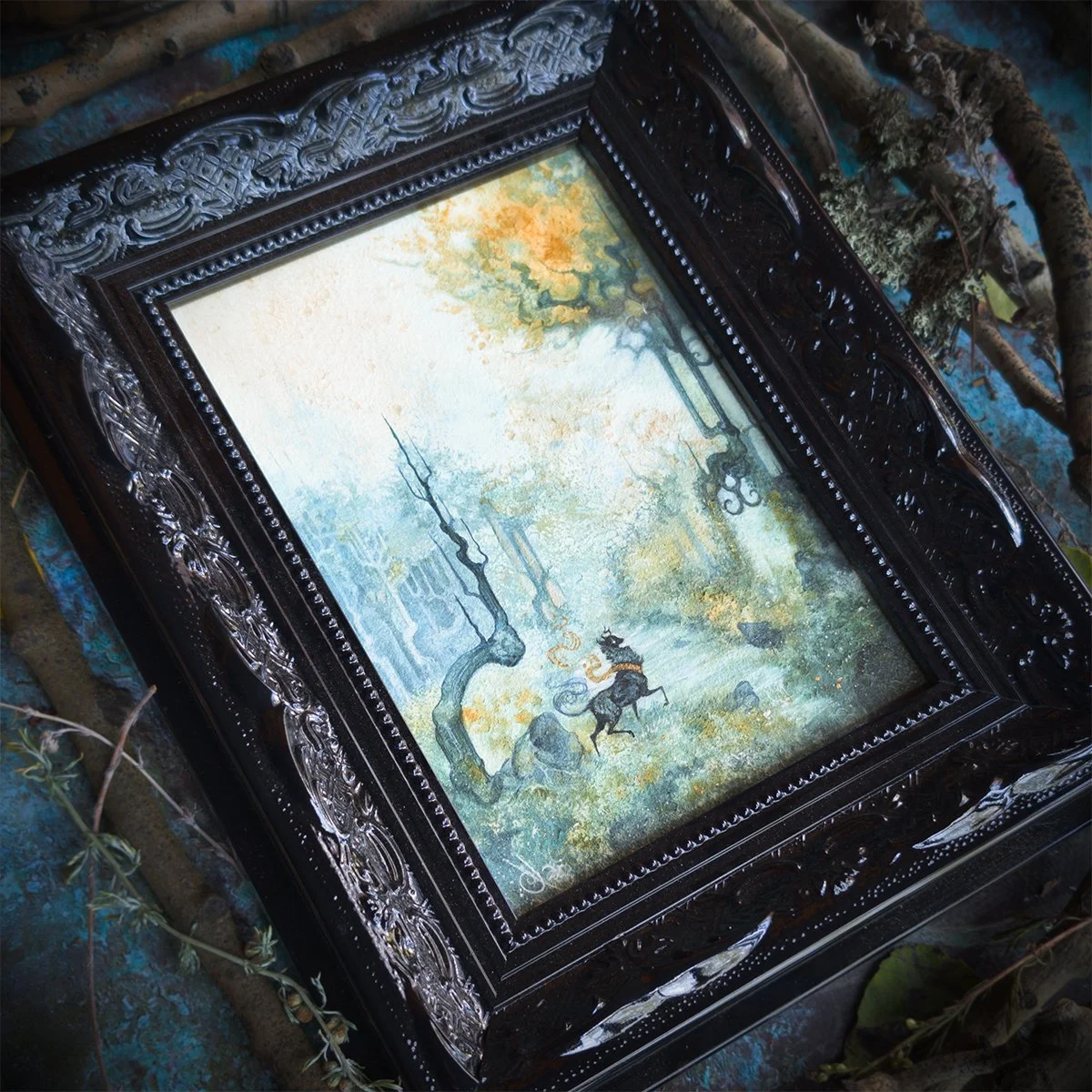 I’d Call Your Name When Autumn Came - watercolor-painting-donne-toi-la-lune-dtll-aria fawn - framed 2.jpg