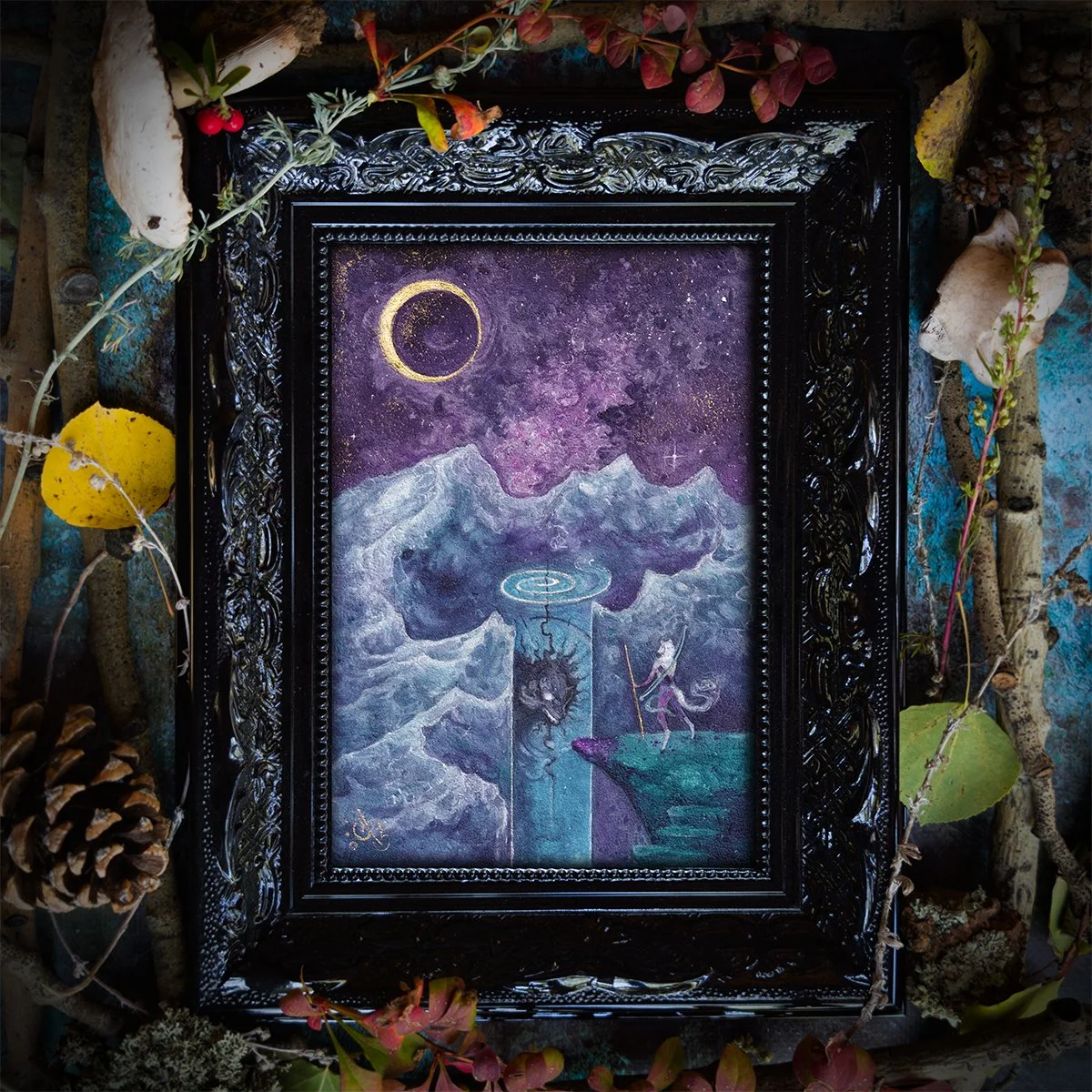 Before the darkness hid my heart - watercolor-painting-donne-toi-la-lune-dtll-aria fawn framed 1.jpg