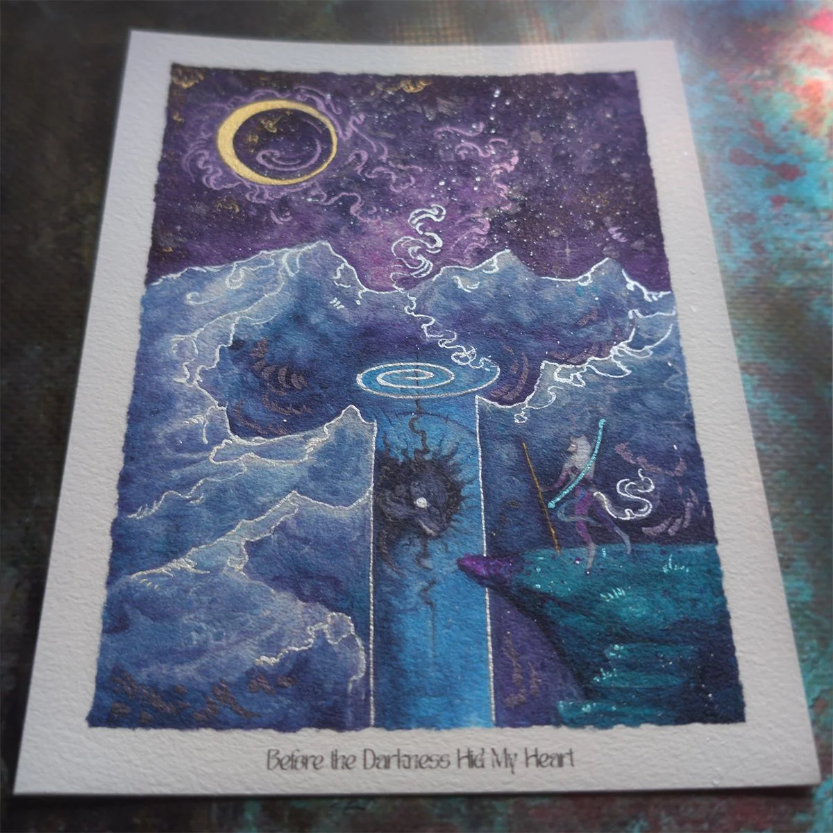 Before the darkness hid my heart- watercolor-painting-donne-toi-la-lune-dtll-aria fawn-framed 3.jpg