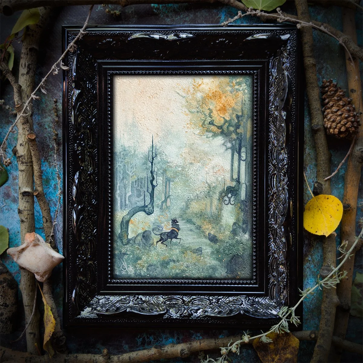 I’d Call Your Name When Autumn Came - watercolor-painting-donne-toi-la-lune-dtll-aria fawn - framed 1.jpg