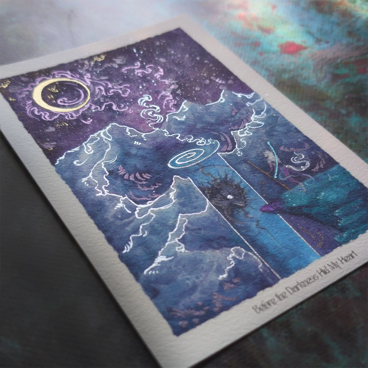 Before the darkness hid my heart- watercolor-painting-donne-toi-la-lune-dtll-aria fawn-framed 4.jpg