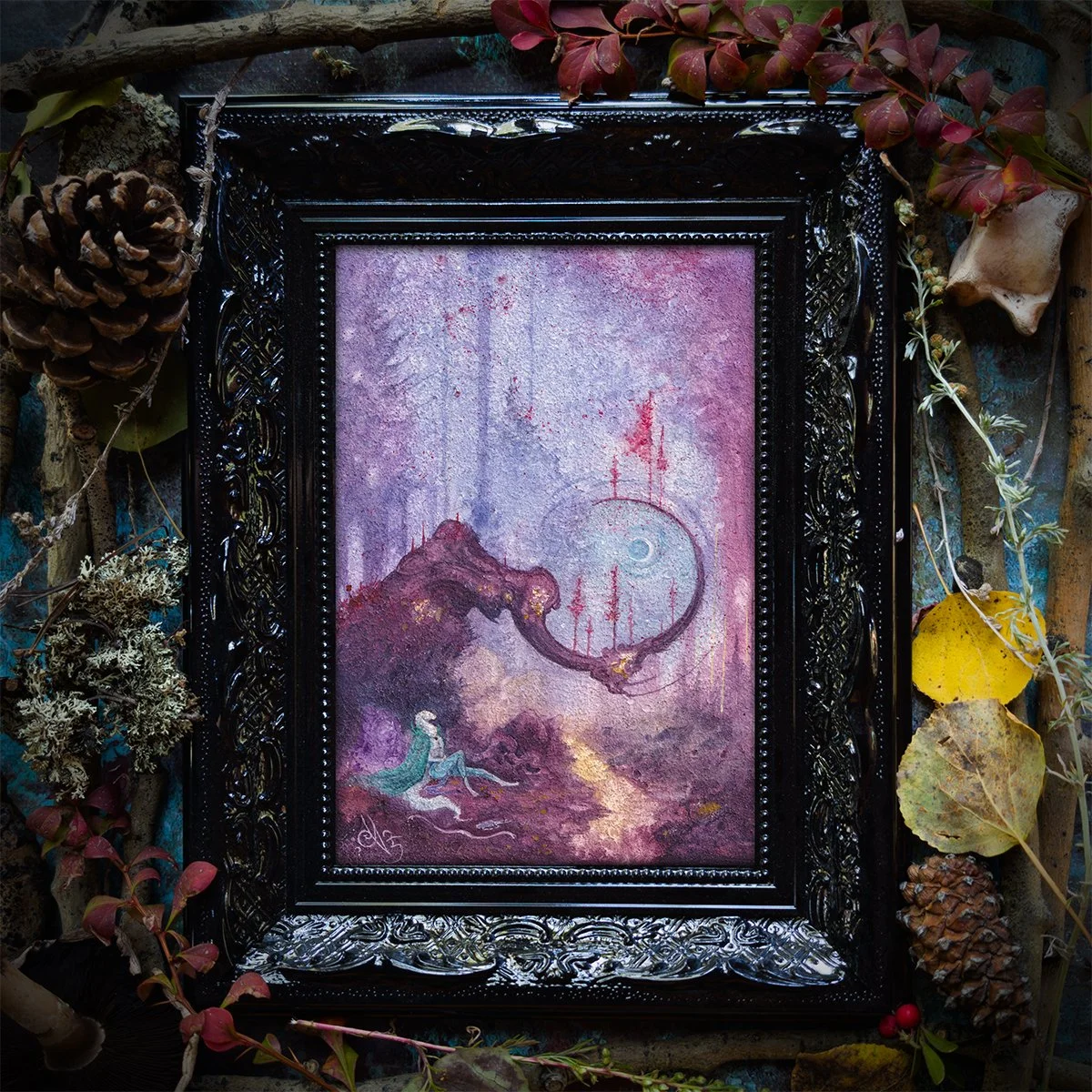 Be Idle in Your Repose - watercolor-painting-donne-toi-la-lune-dtll-aria fawn-framed 1.jpg