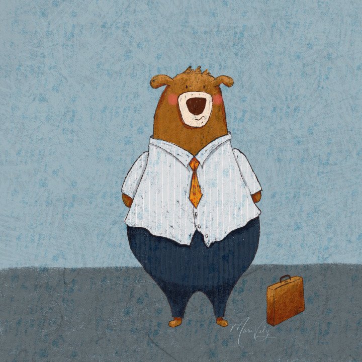 Harold the bear back to work after his weekend camping