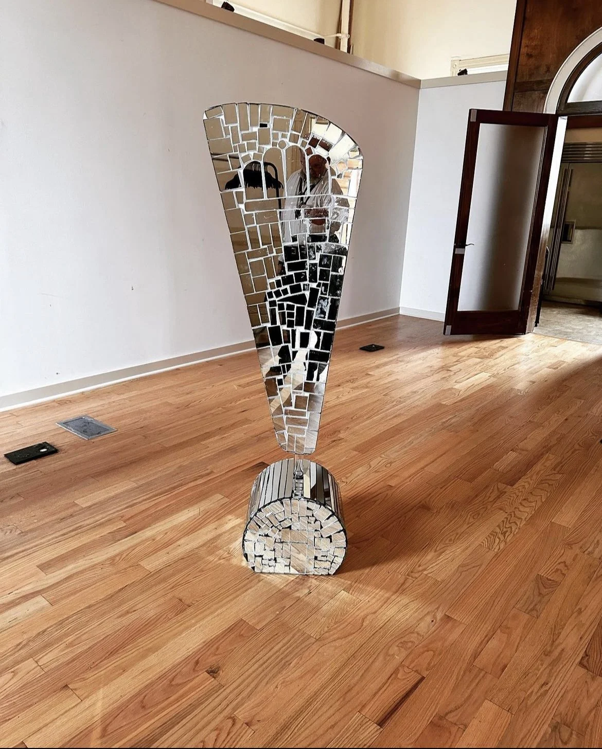 !con for Shout Charlotte 2023 hand cut recycled mirror.