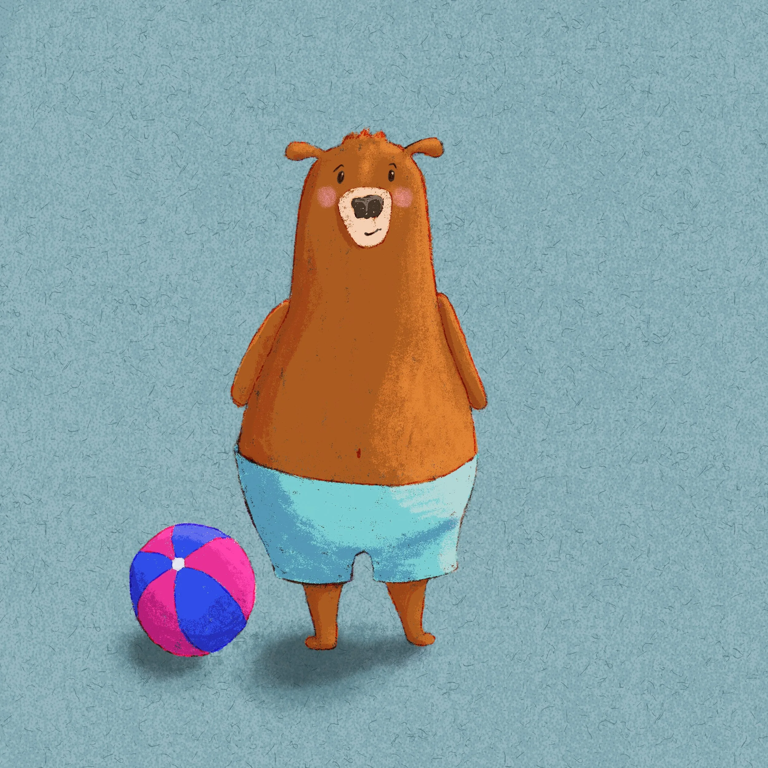 Harold the bear with his new beach ball 