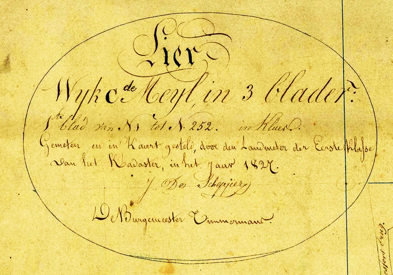 Figuur 1 Titelhoek Kadasterkaart Lier Wijk C Blad 1 - 1827