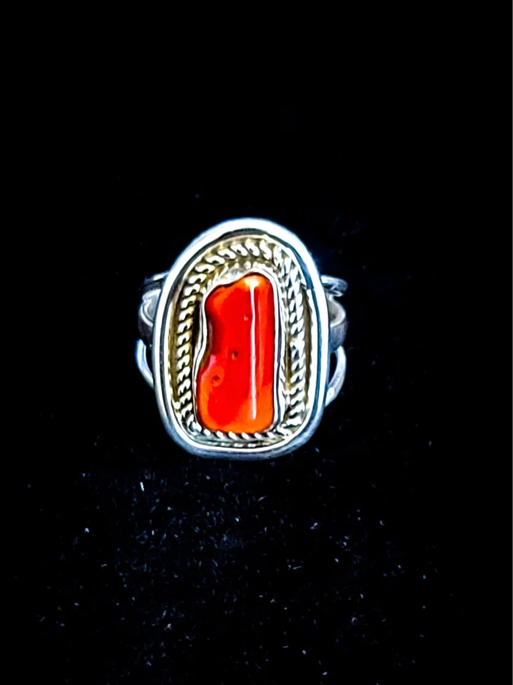 Sterling Silver Ring with Red Coral — Begay