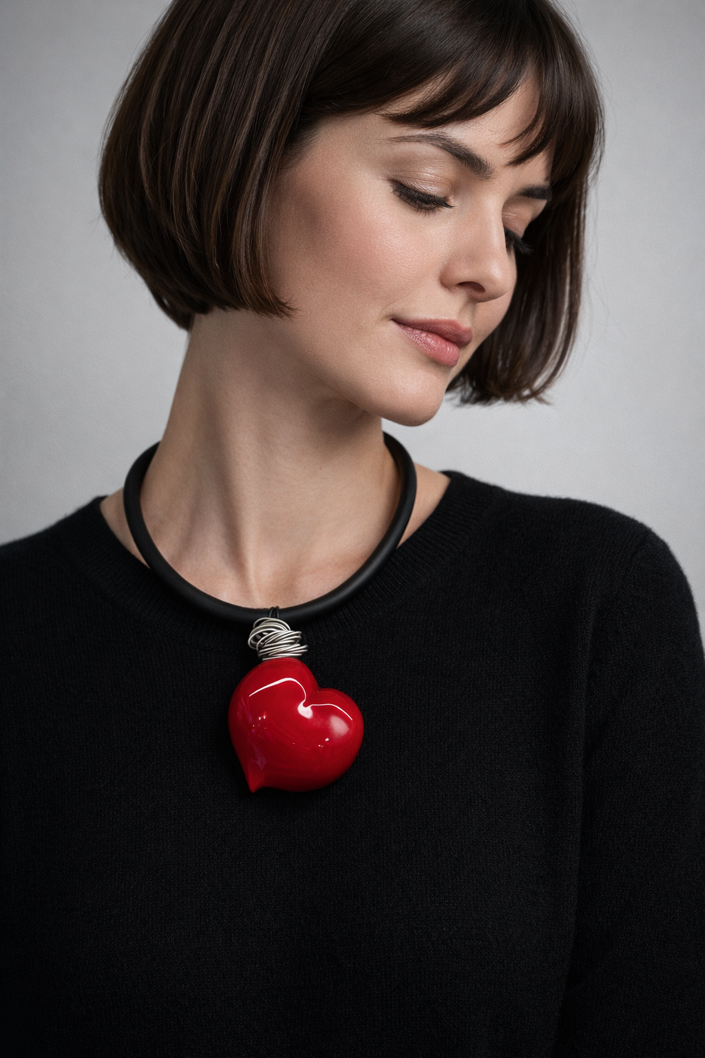 "Selene" Murano Glass Heart Pendant Necklace