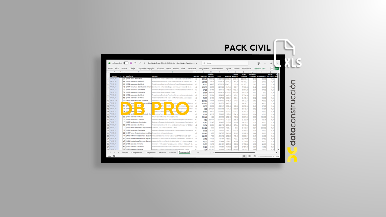 DB PRO XLS — Pack Civil (Plantilla Genérica LATAM) | Sin actualización