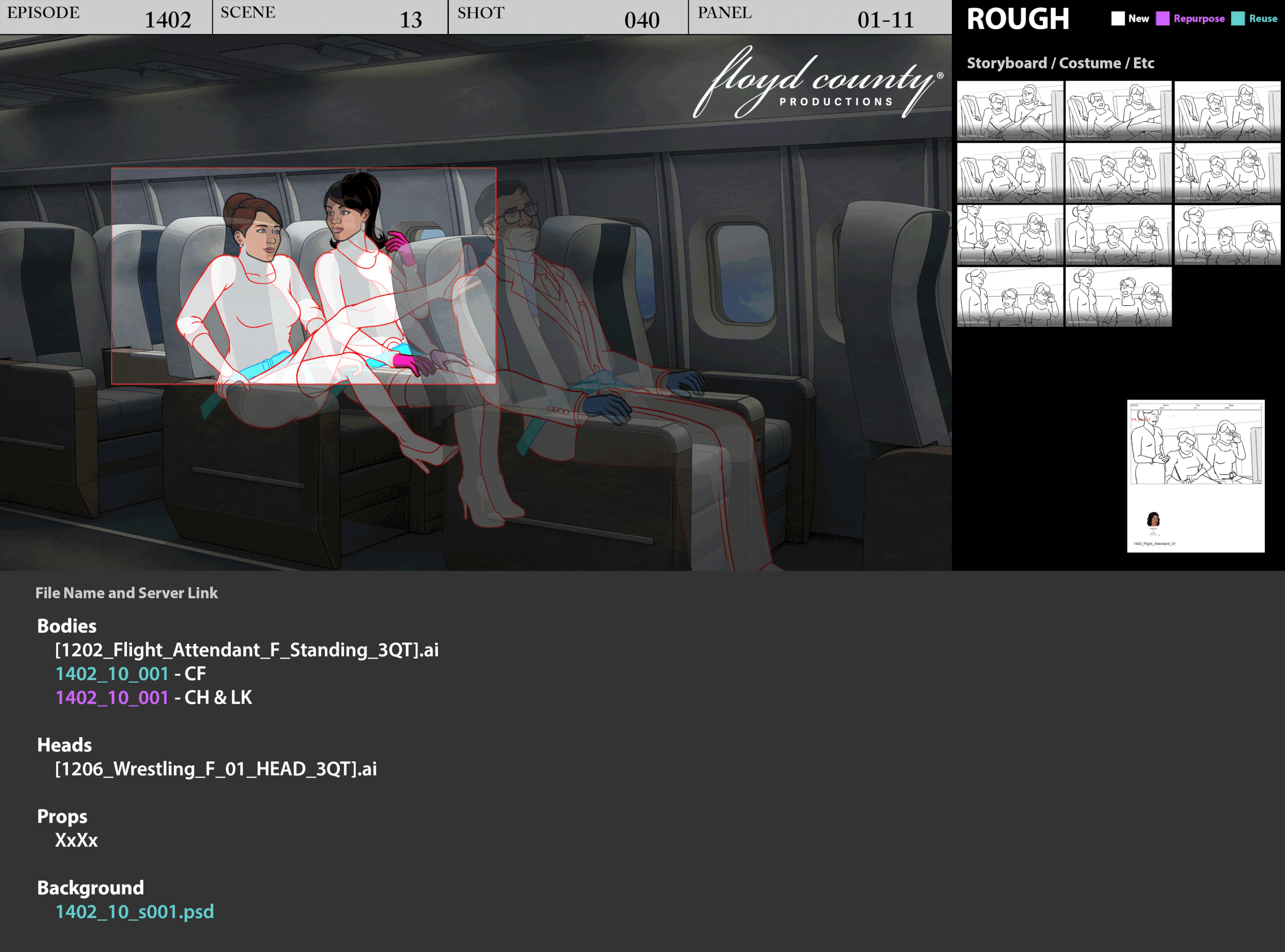 Archer Character Layouts - Cheryl Flying Commercial