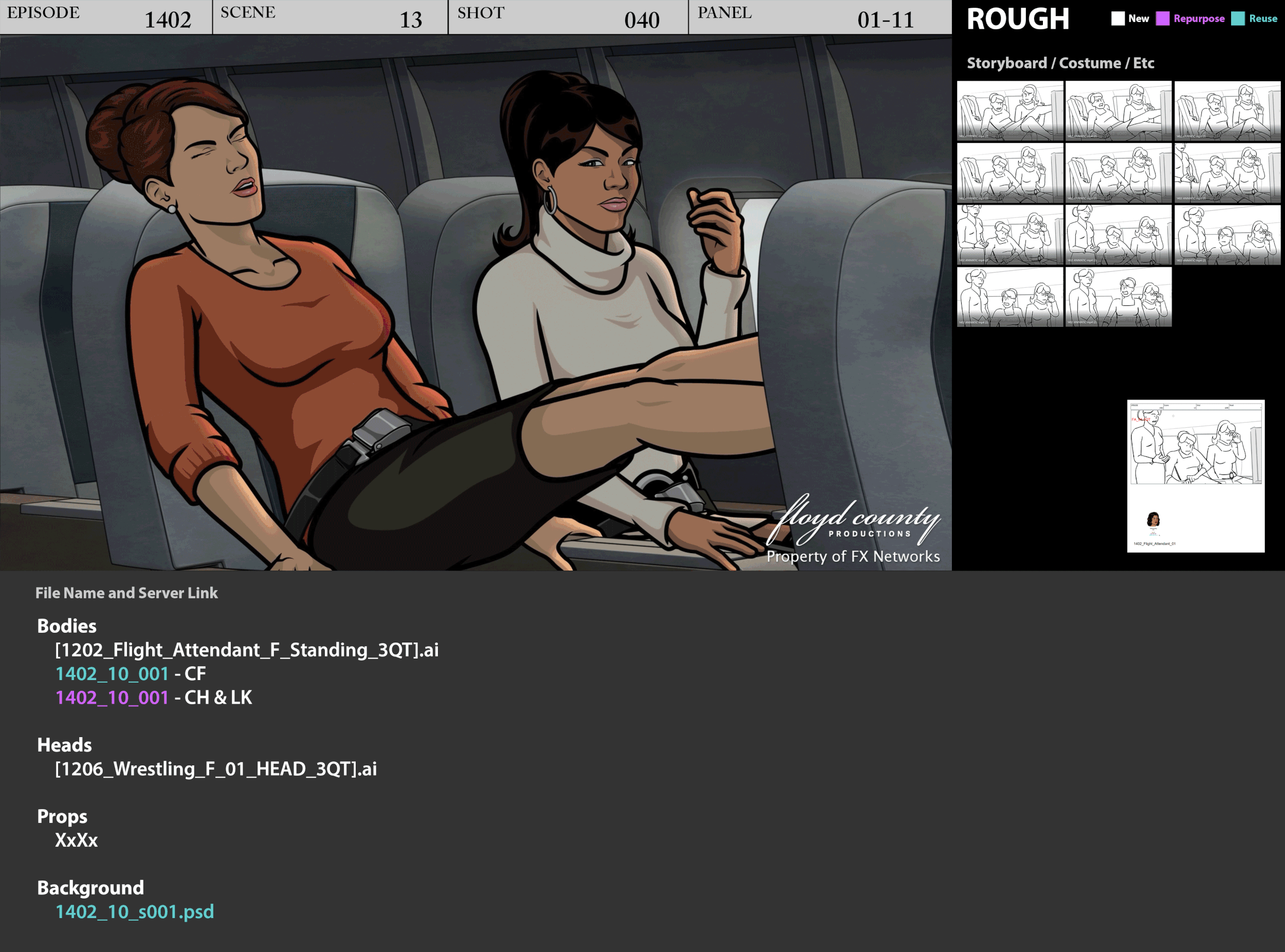 Archer Character Layouts - Cheryl Flying Commercial