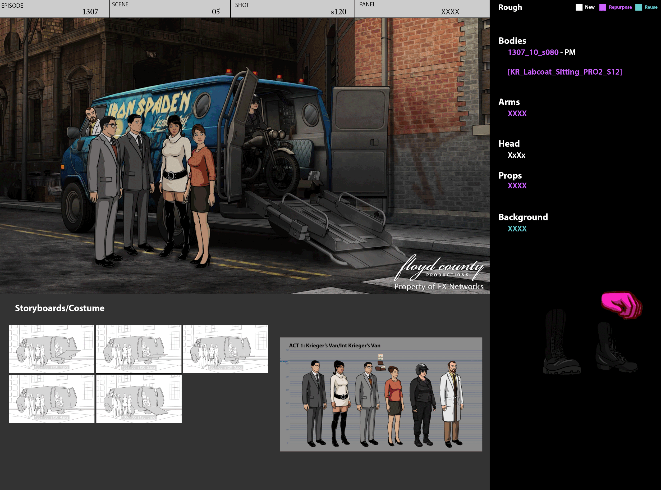 Archer Character Layouts - Pam On A Motorcycle