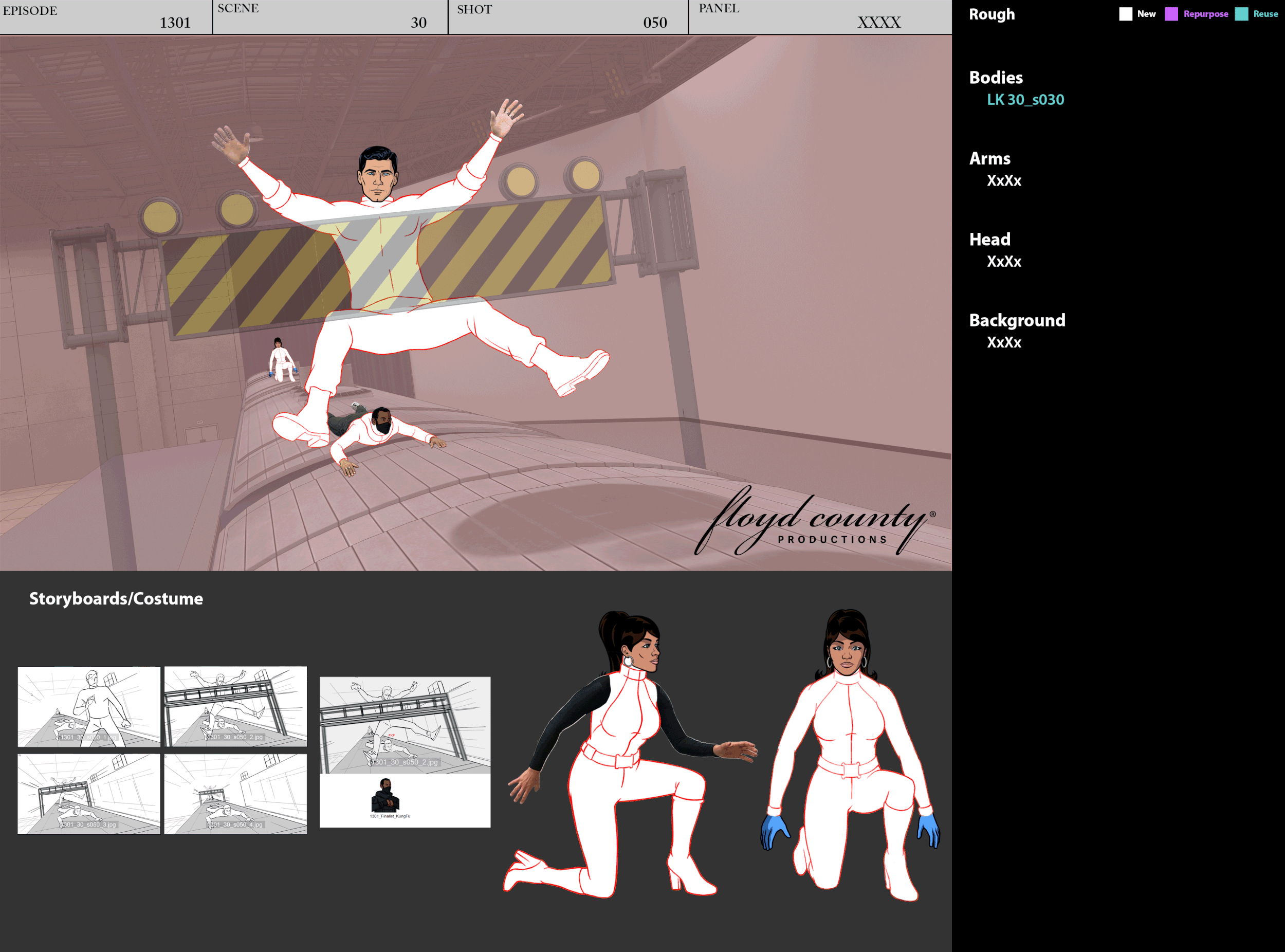 Archer Character Layouts and Character Illustration - Train Fight