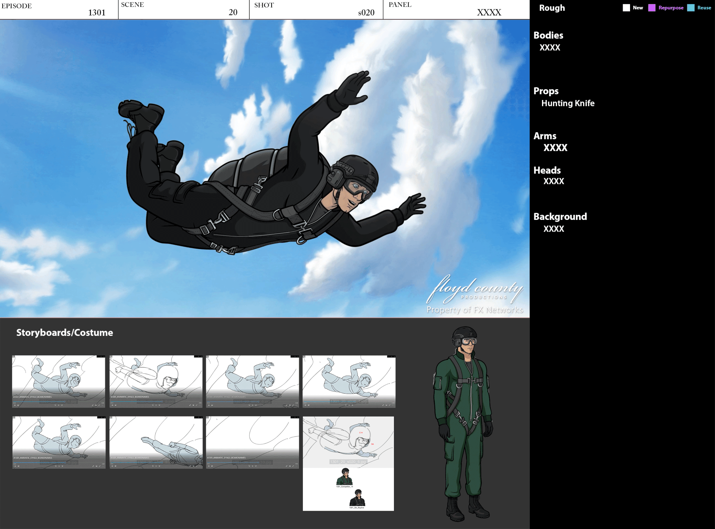 Archer Character Layouts - Skydiving