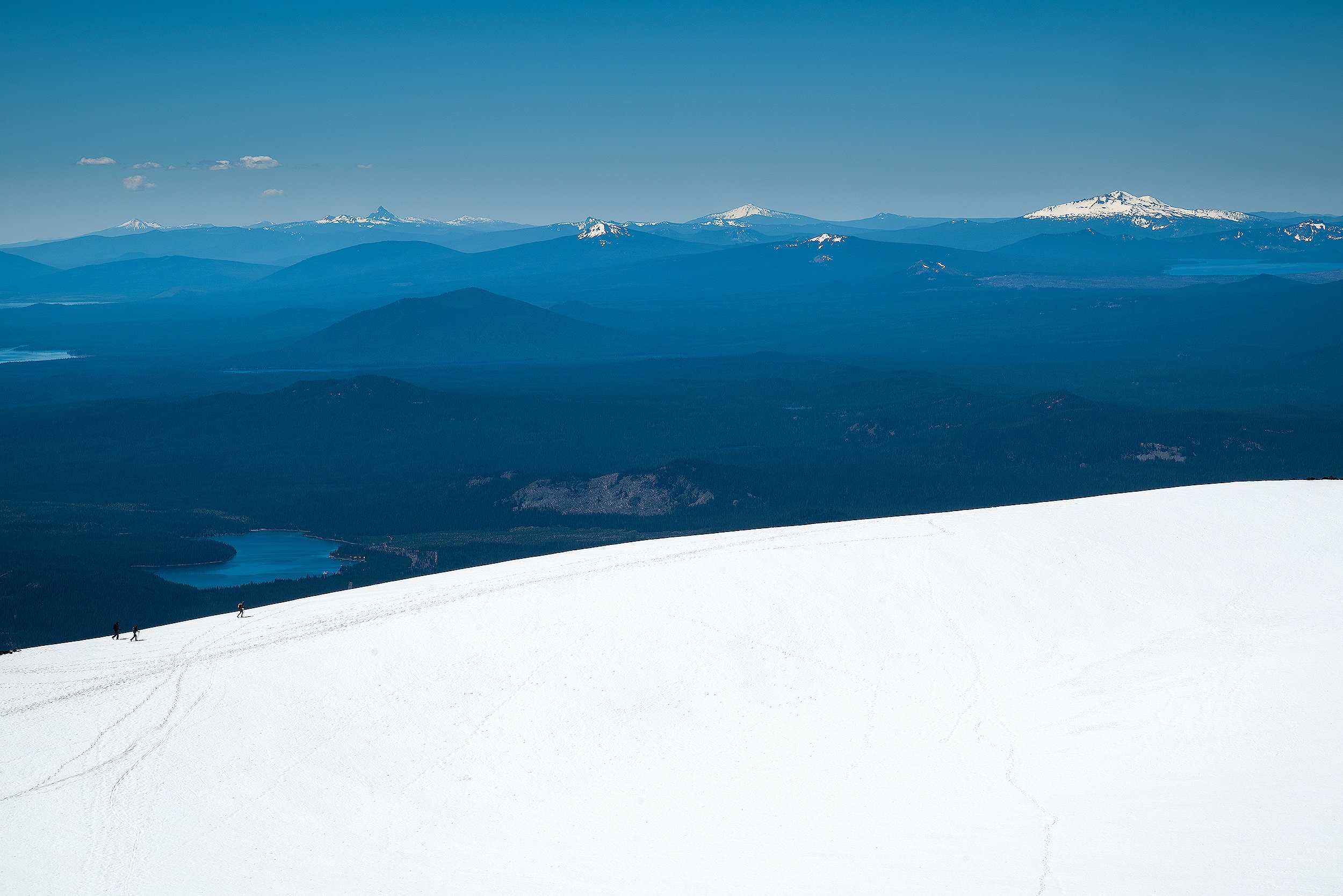 3 Hikers Crossing a Glacier, South Sister, Oregon