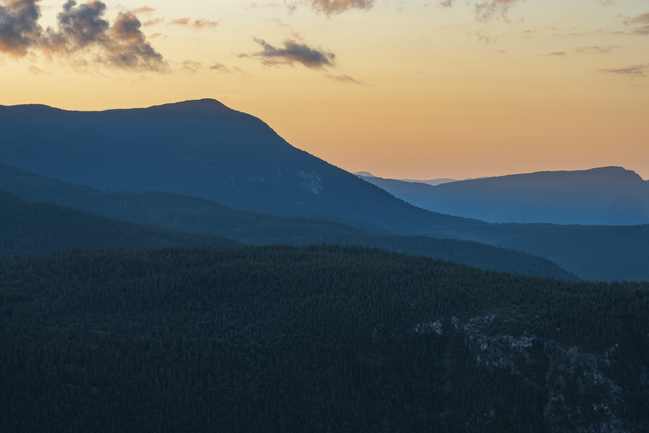 Sunset Light on the Mountains in the Pemigewaset Wilderness, New Hampshire
