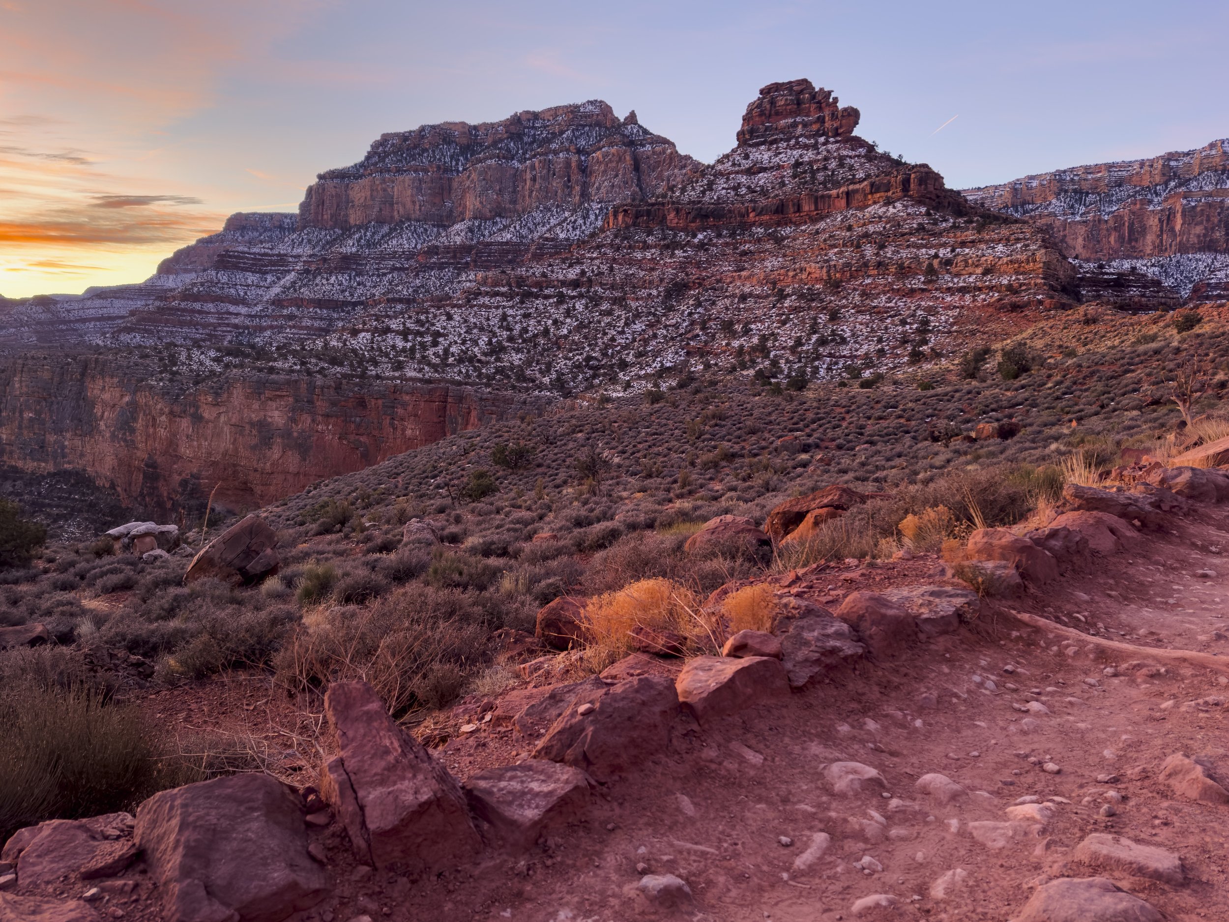 Coming back up the South Rim as the sun rises during a Rim-To-Rim trek (& back) of the Grand Canyon
Shot on iPhone 14 Pro