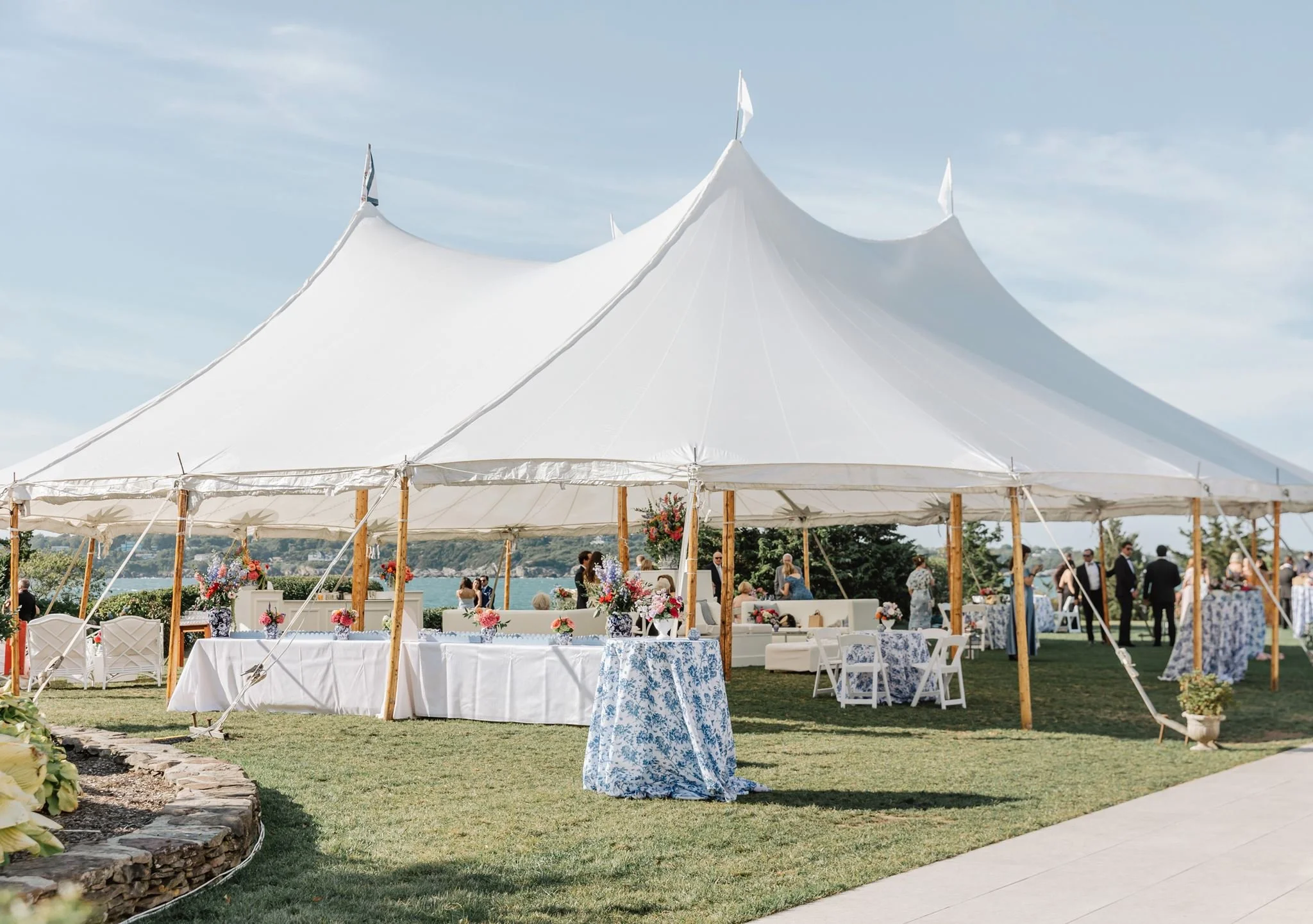 outdoor tented cocktail hour castle hill inn rhode island wedding