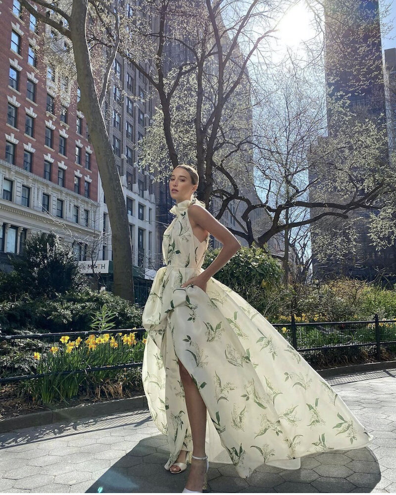 Painted floral wedding dresses are blooming this bridal fashion week