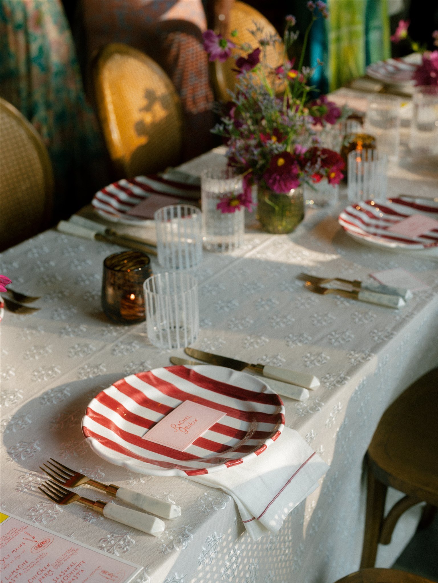 camp inspired wedding rehearsal dinner hand painted Danielle frankel gown dressing services by beth chapman styling