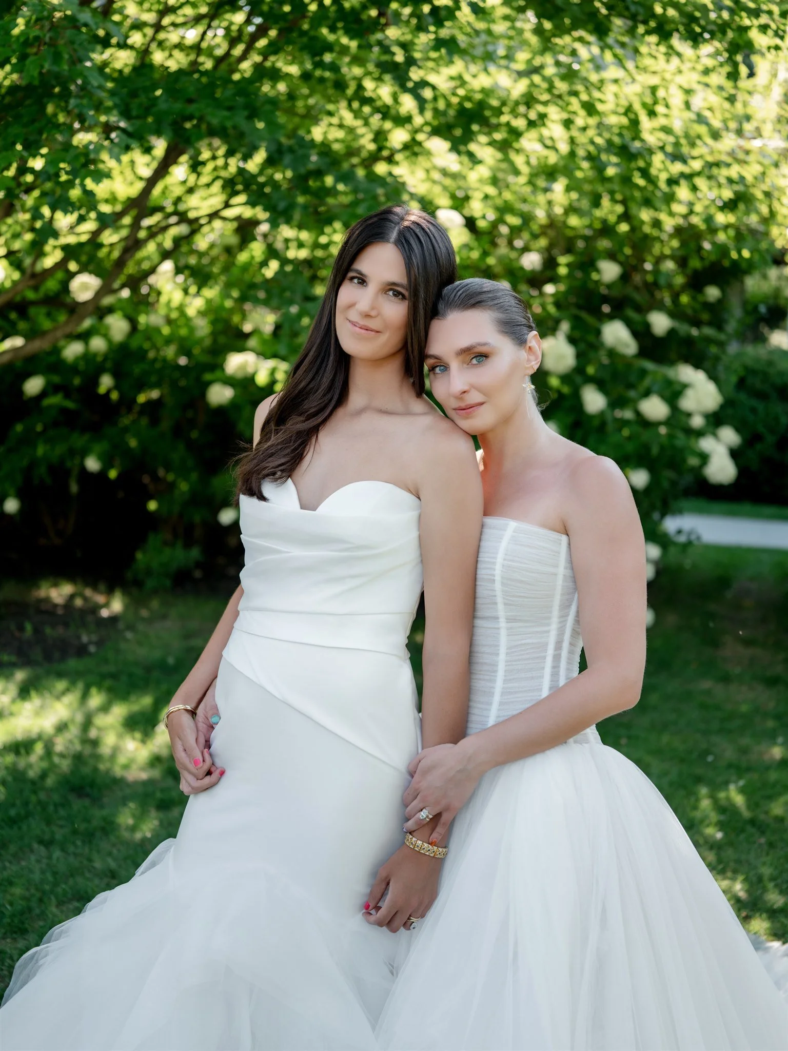 two brides vera wang kysha studios wedding gowns modern garden wedding new york beth chapman styling