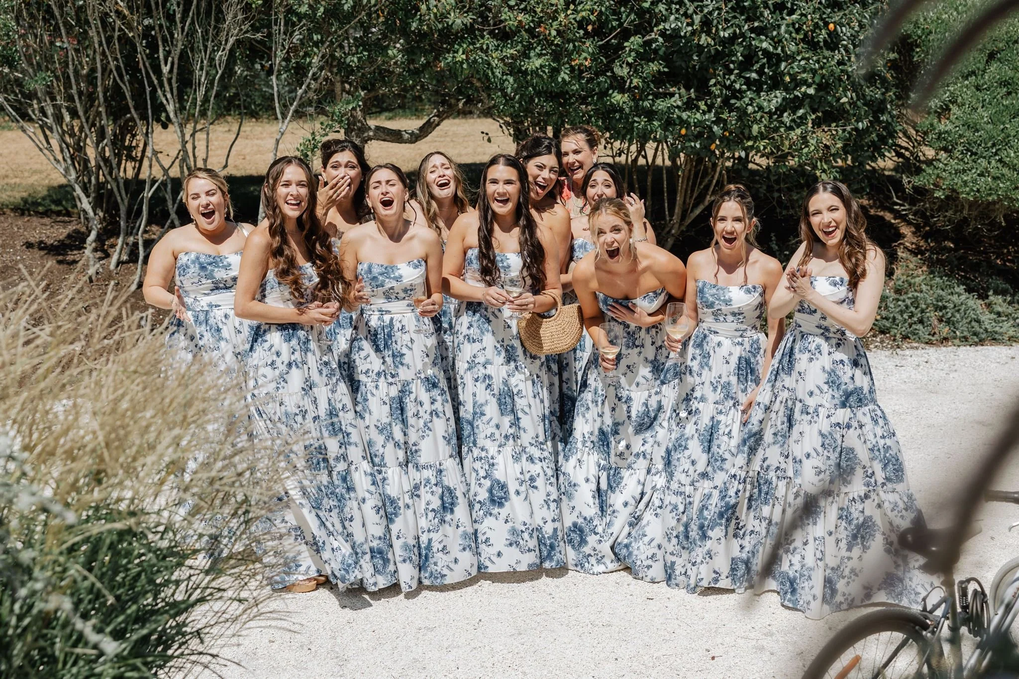 blue floral bridesmaid dresses elegant wedding dressing services beth chapman styling