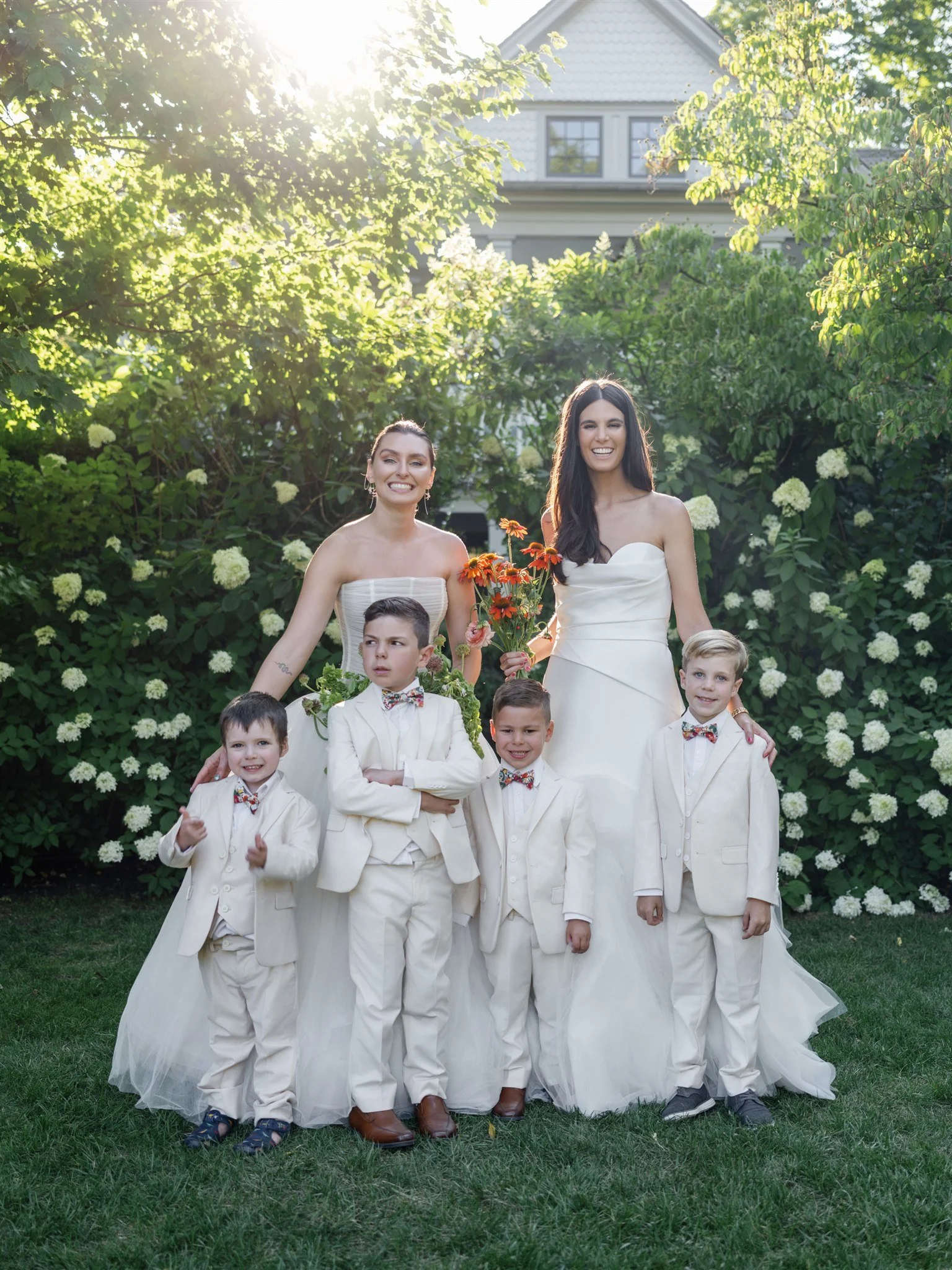 two brides flower boys hudson valley-garden wedding beth chapman styling