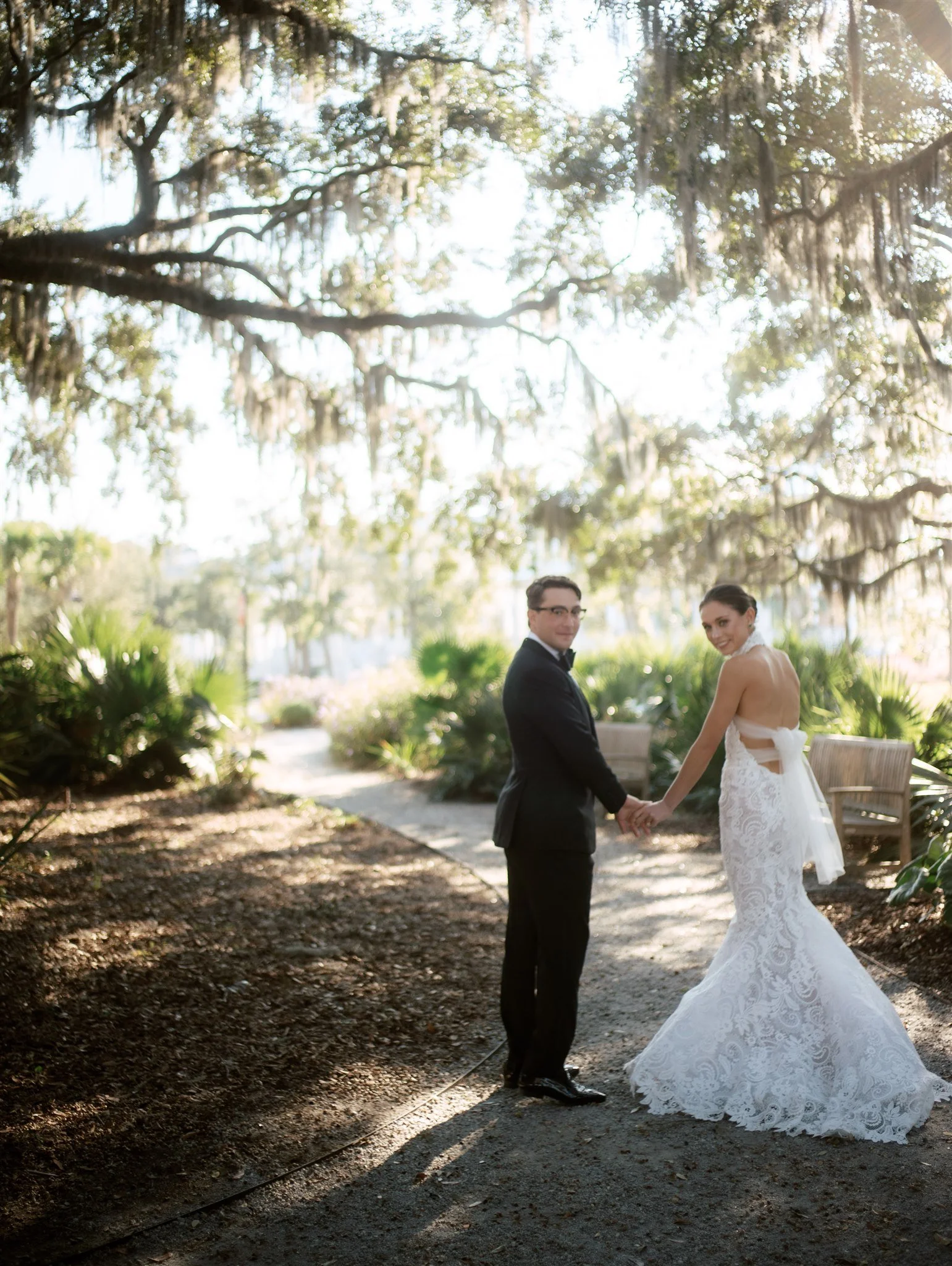 black tie charleston wedding at the dunlin oscar de la renta dress