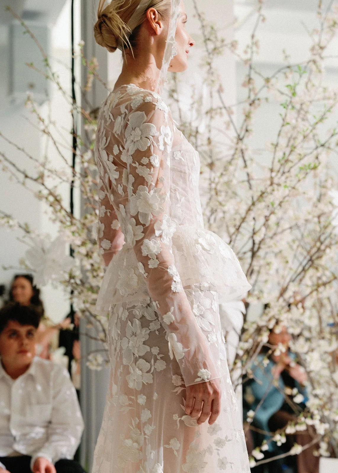 large scale floral wedding dress by mira zwillinger