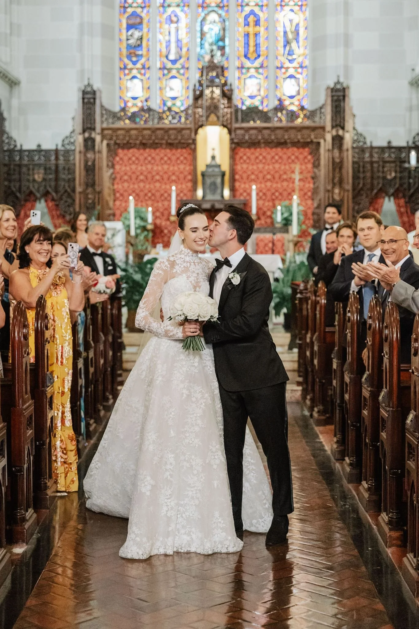 bride and groom church ceremony aisle beth chapman styling