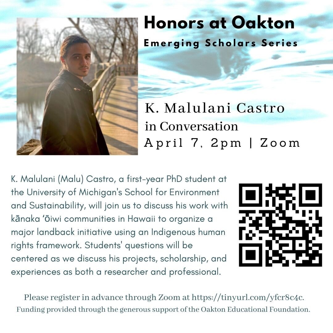 Please register in advance through Zoom at https://tinyurl.com/yfcr8c4c.
Funding provided through the generous support of the Oakton Educational Foundation.