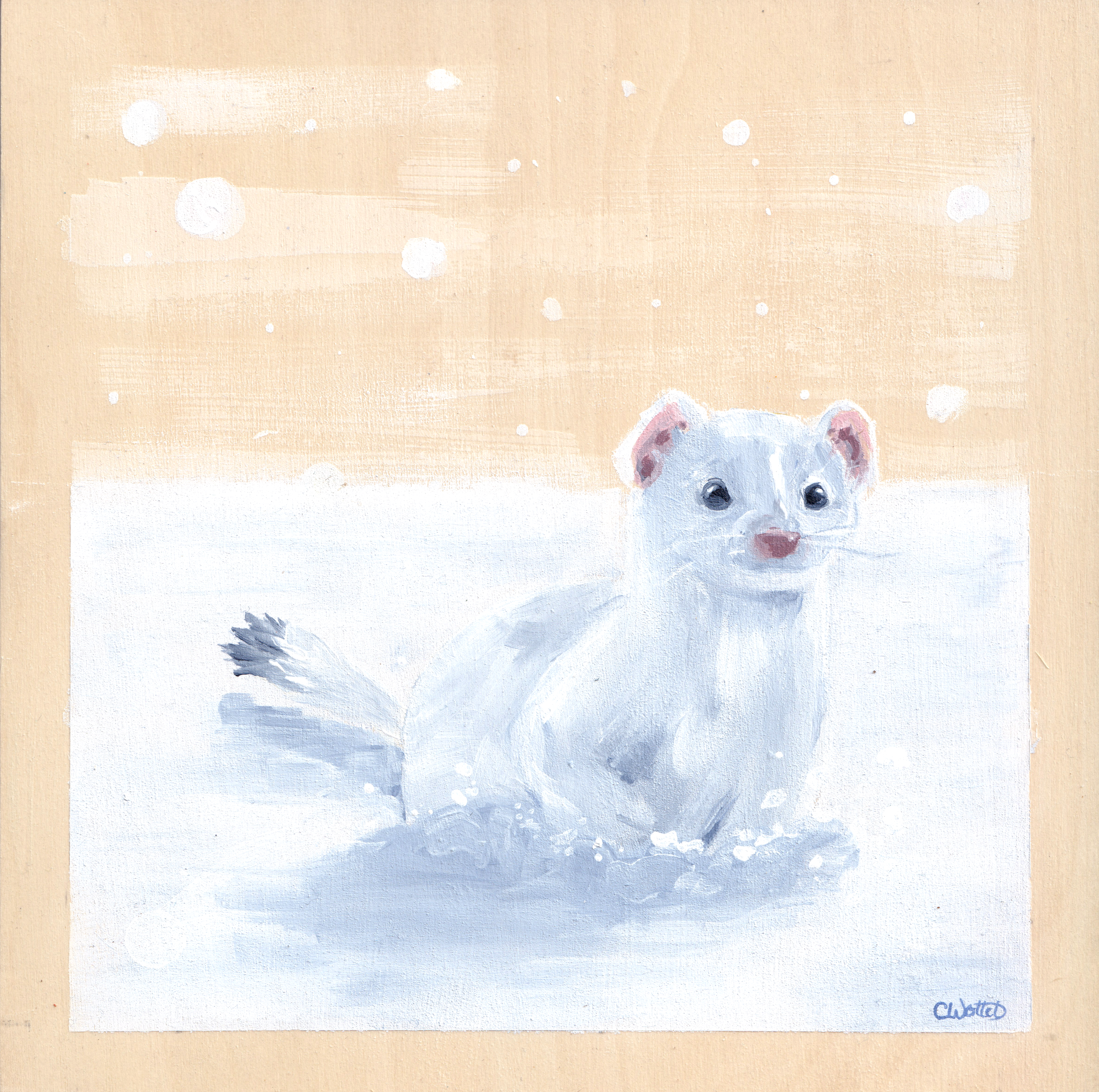 Ermine | acrylic on 8 x 8" cradled wood panel