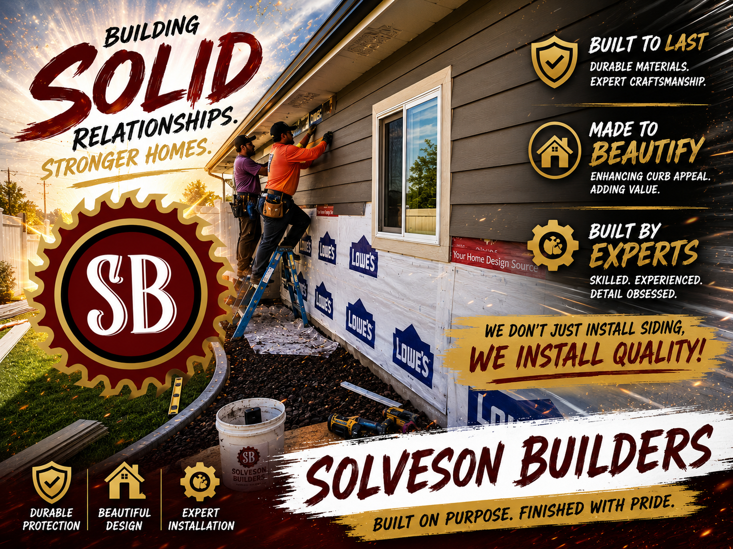 James Hardie lap siding installation.  Cement board lasts a lifetime, as does our client relationships.  