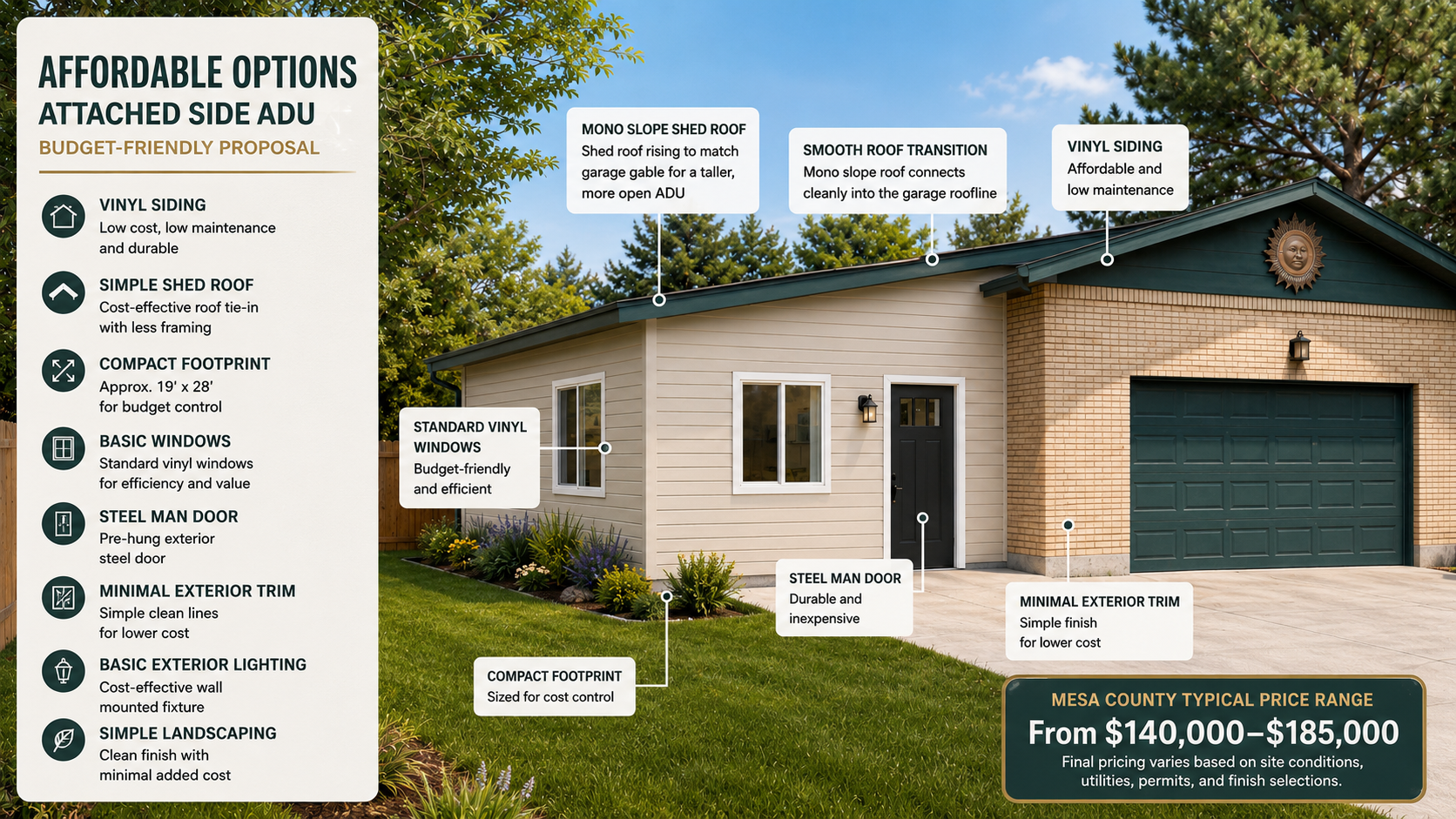Affordable Attached ADU

Add flexible living space and lasting property value with a thoughtfully designed attached ADU—ideal for family, guests, a private office, or rental income. Solveson Builders manages the entire process from design and permitt
