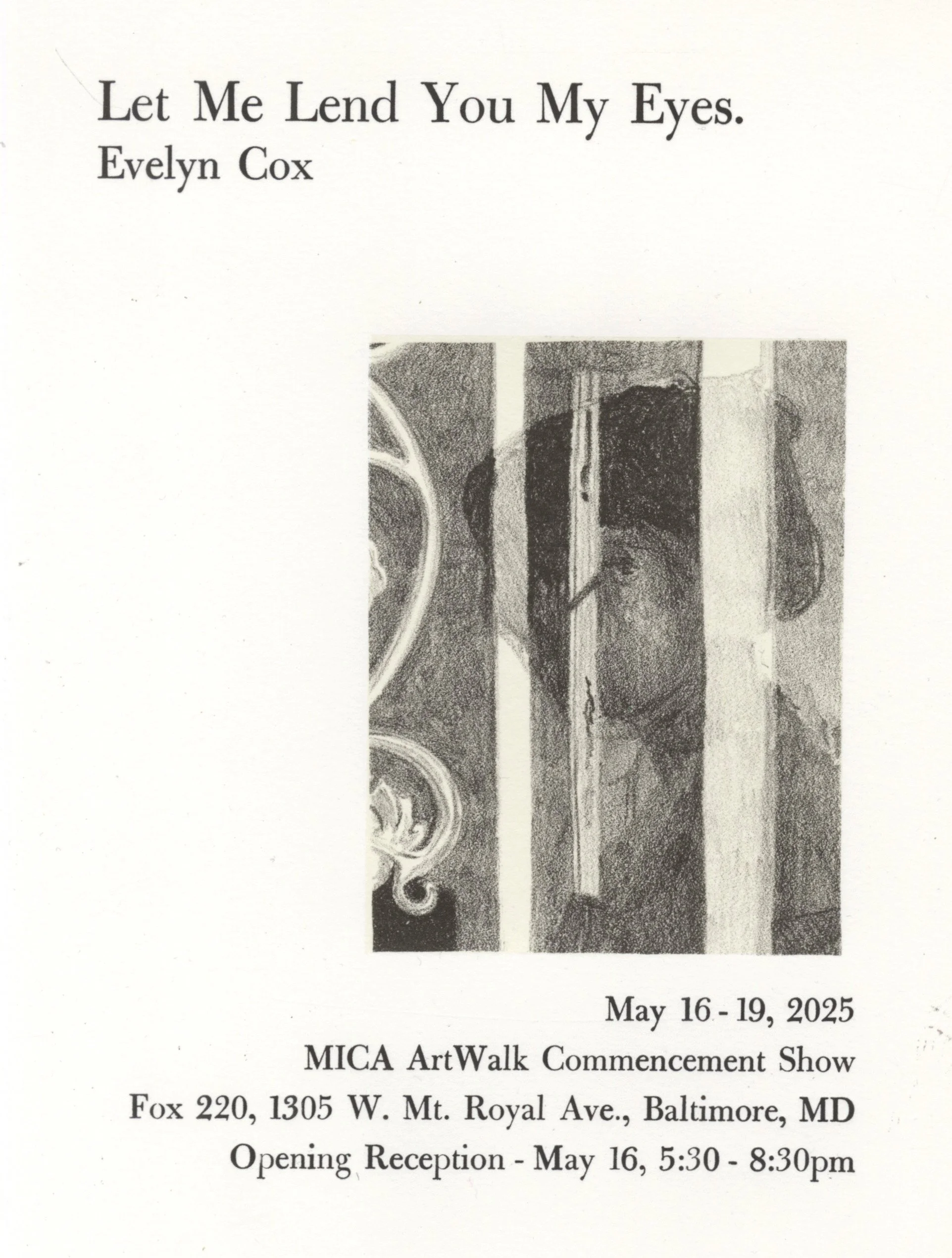 "Let Me Lend" Exhibition Poster. Stone Lithograph and Letterpress, 7x9.5in, 2025.