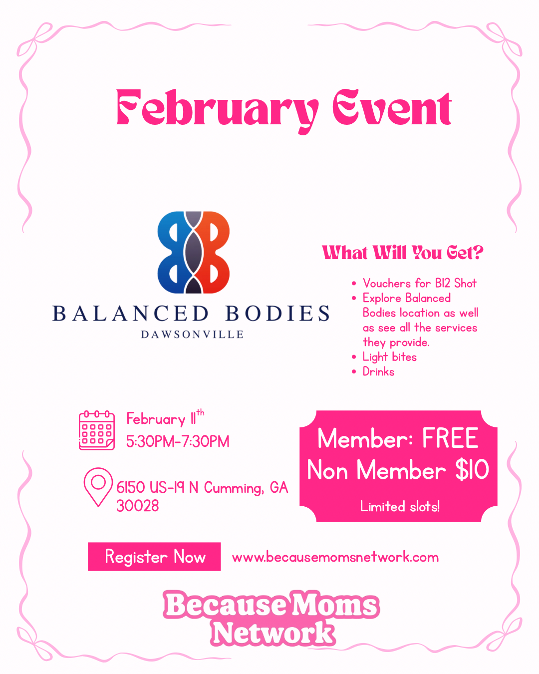 February Member Mixer at Balanced Bodies | Because Moms Network ✨