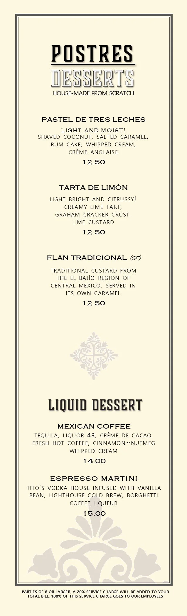 2026 Dessert Menu in Fremont