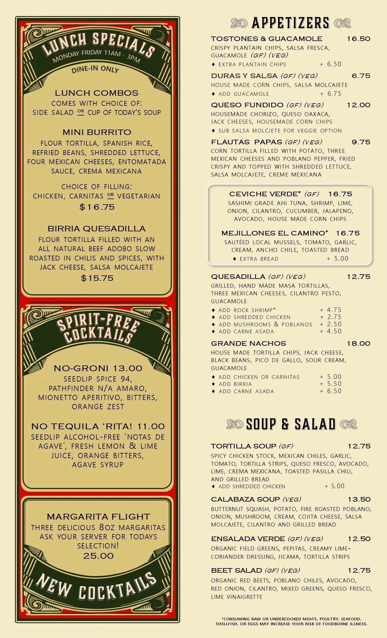 El Camino Mexican Food in Fremont Lunch Menu