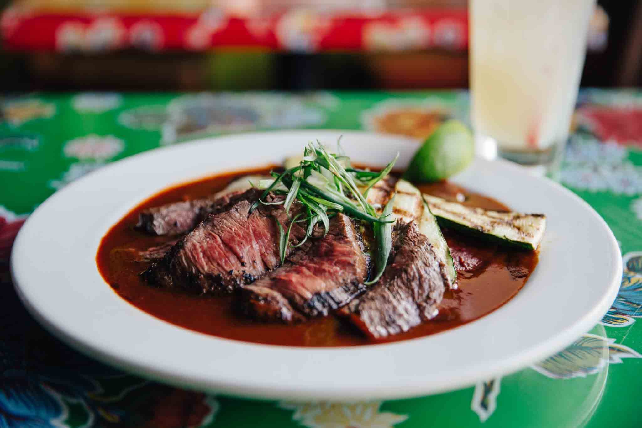 skirt steak with homemade mole