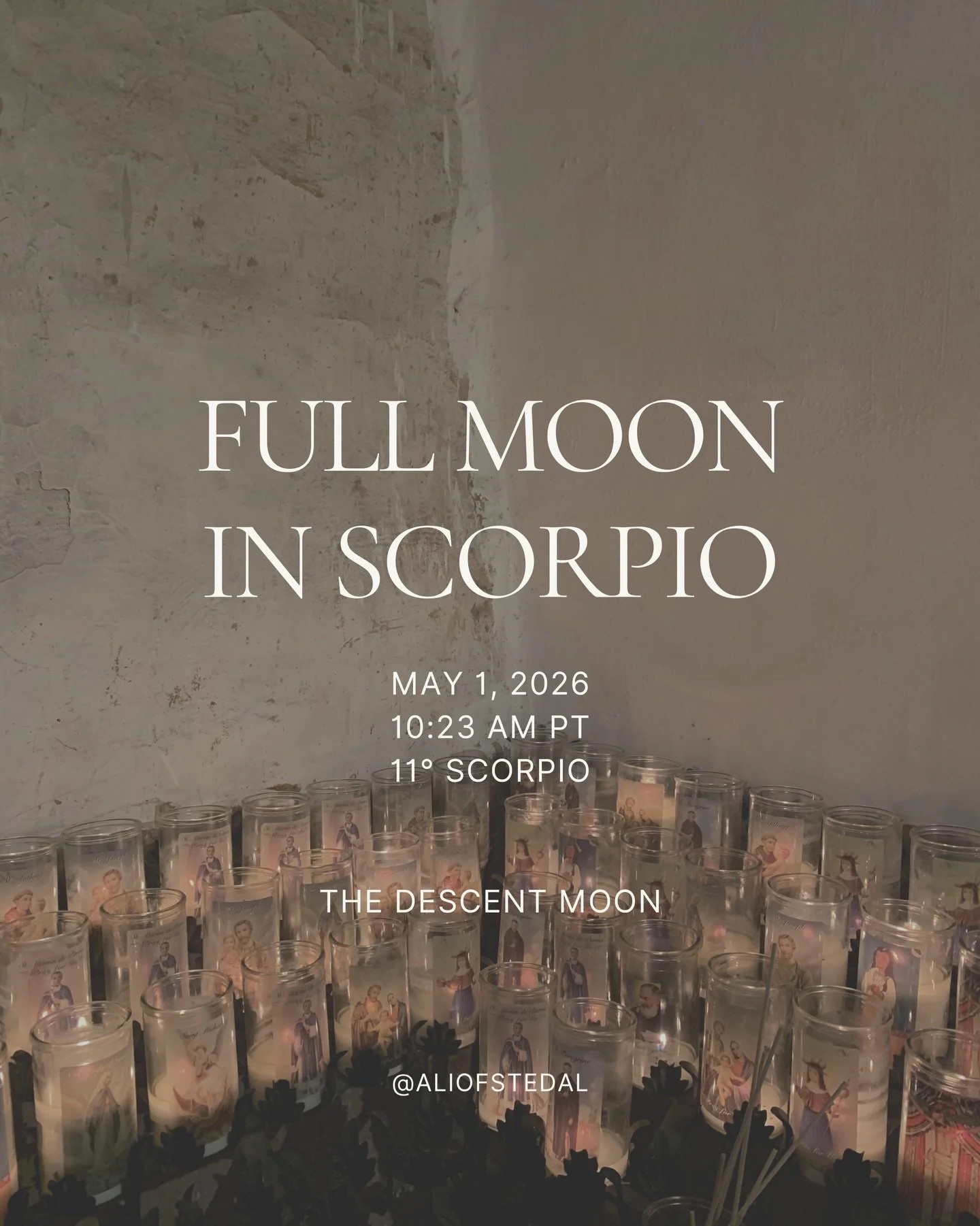 Full Moon in Scorpio

A karmic cleanse.
A purge of what was.
Death. Decay.
Regeneration. Rebirth.

Our subconscious, inner landscape, on full display.
Cracking open and shining a light on the shadowed spaces within us.

Old timelines.
Stories.
Relati