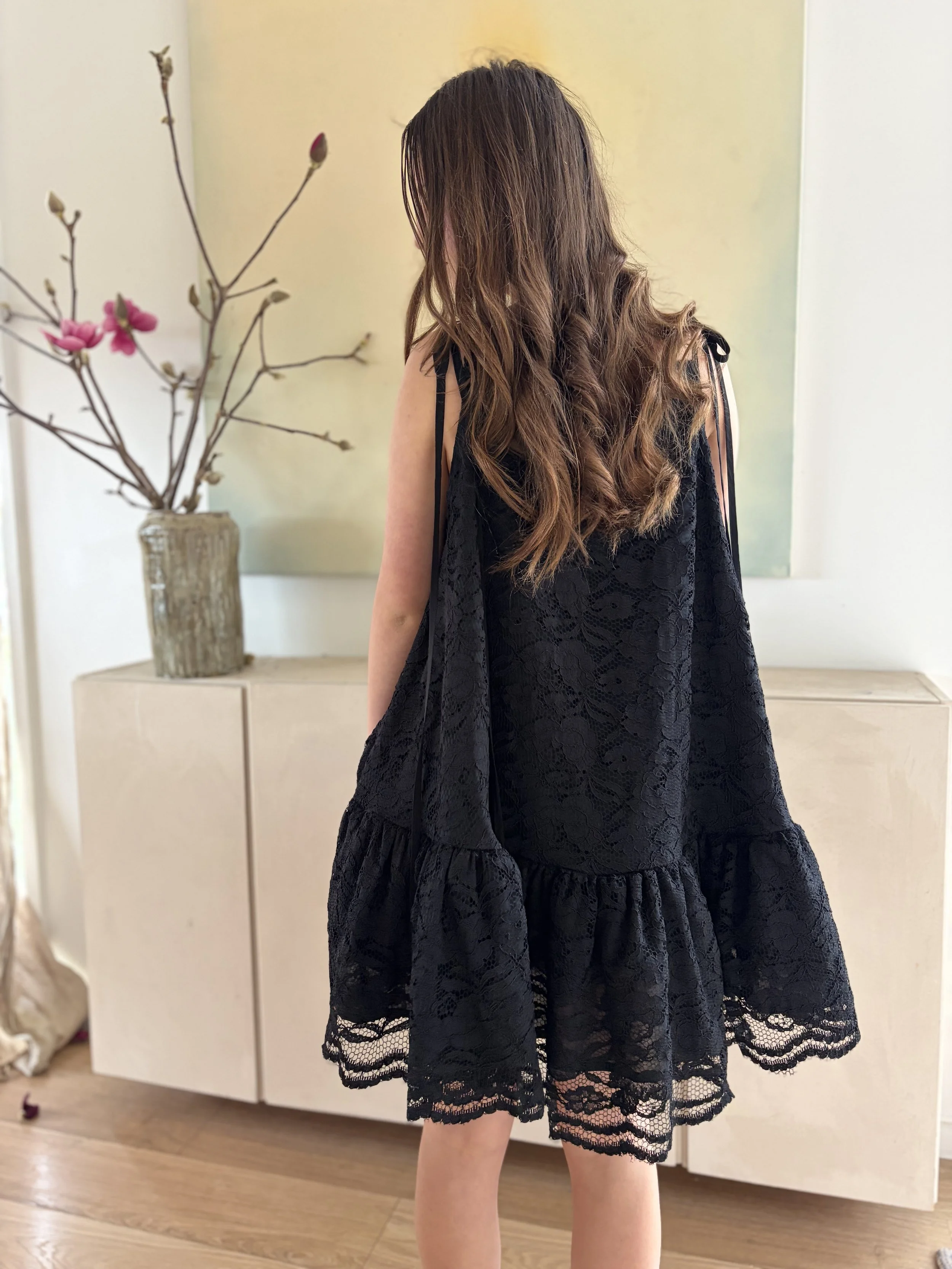 Black Lace Ruffle Dress