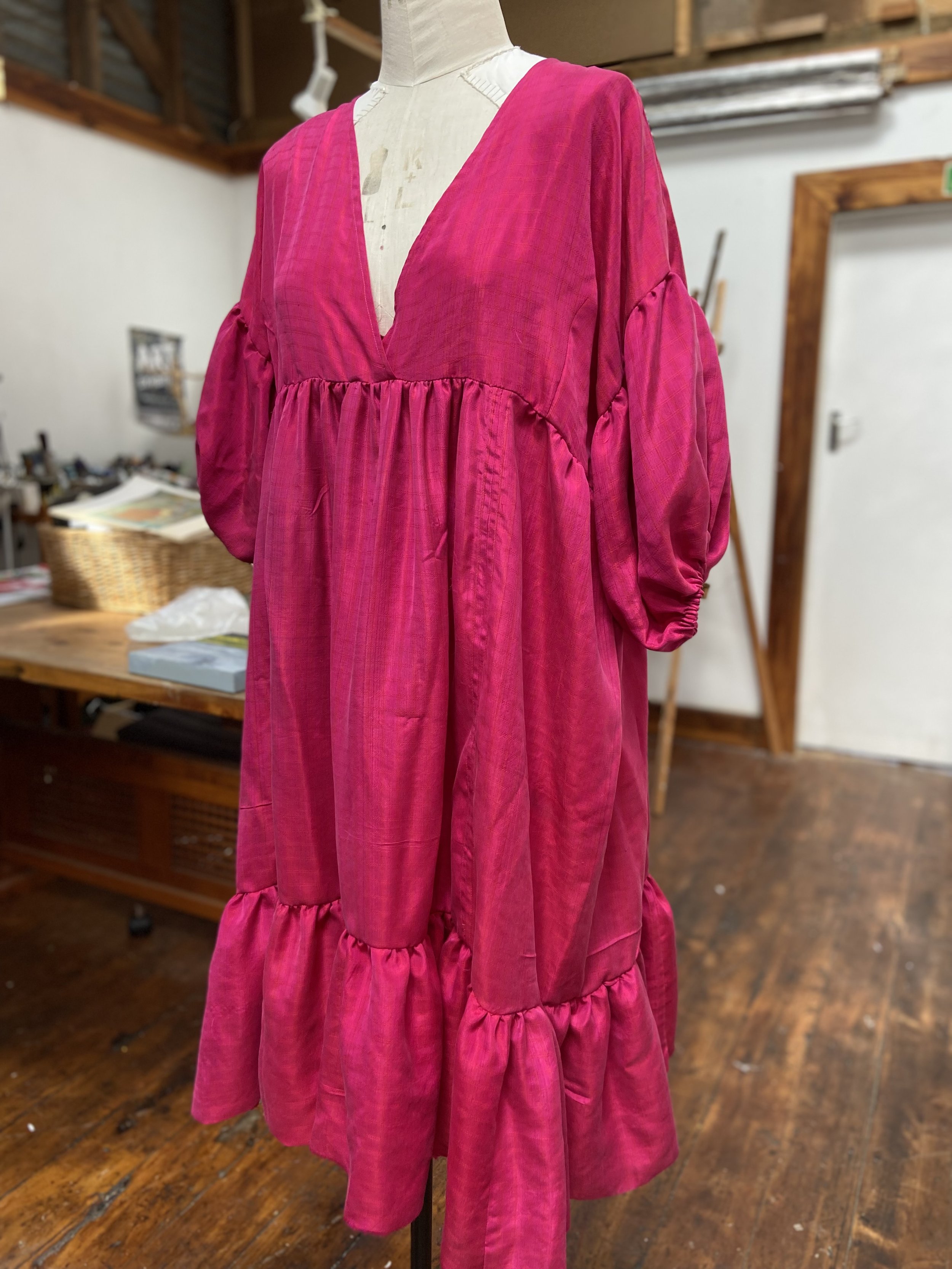 Rosamund Raspberry Silk Dress