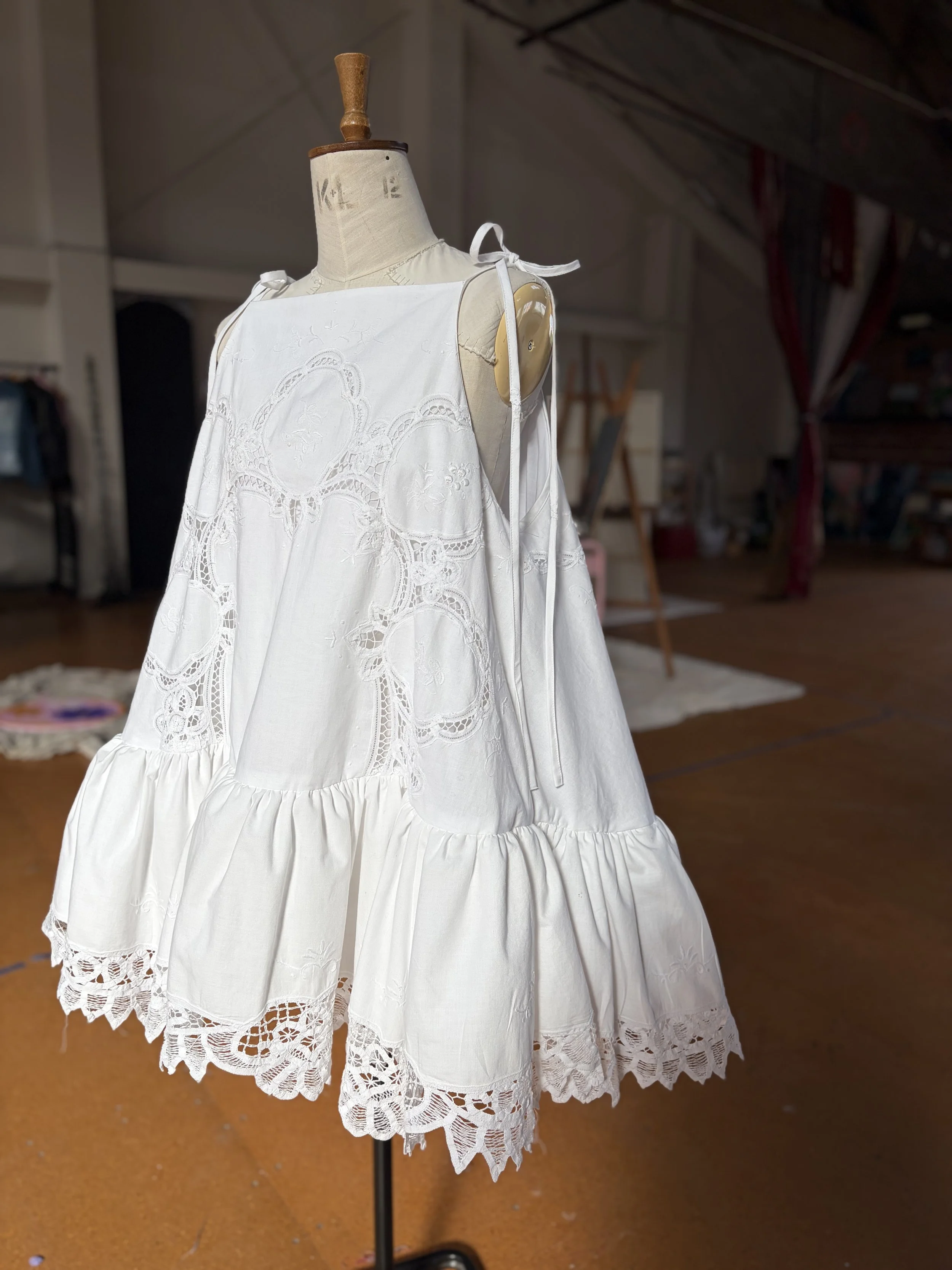 Vintage Lace Cotton Ruffle Dress