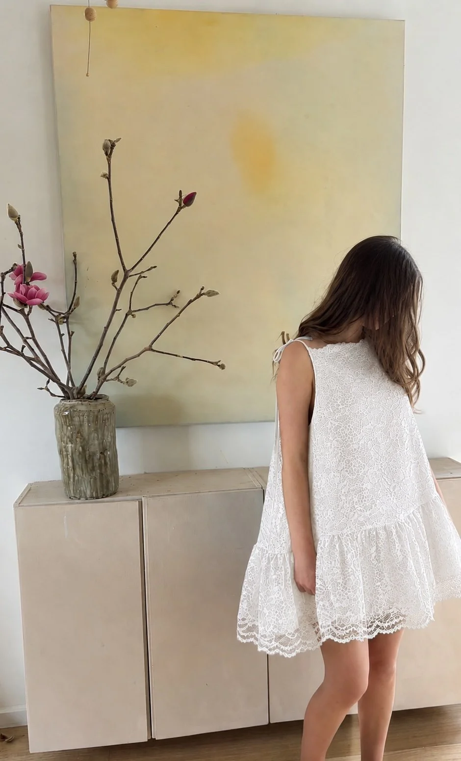 White Lace Ruffle Dress Made to Order