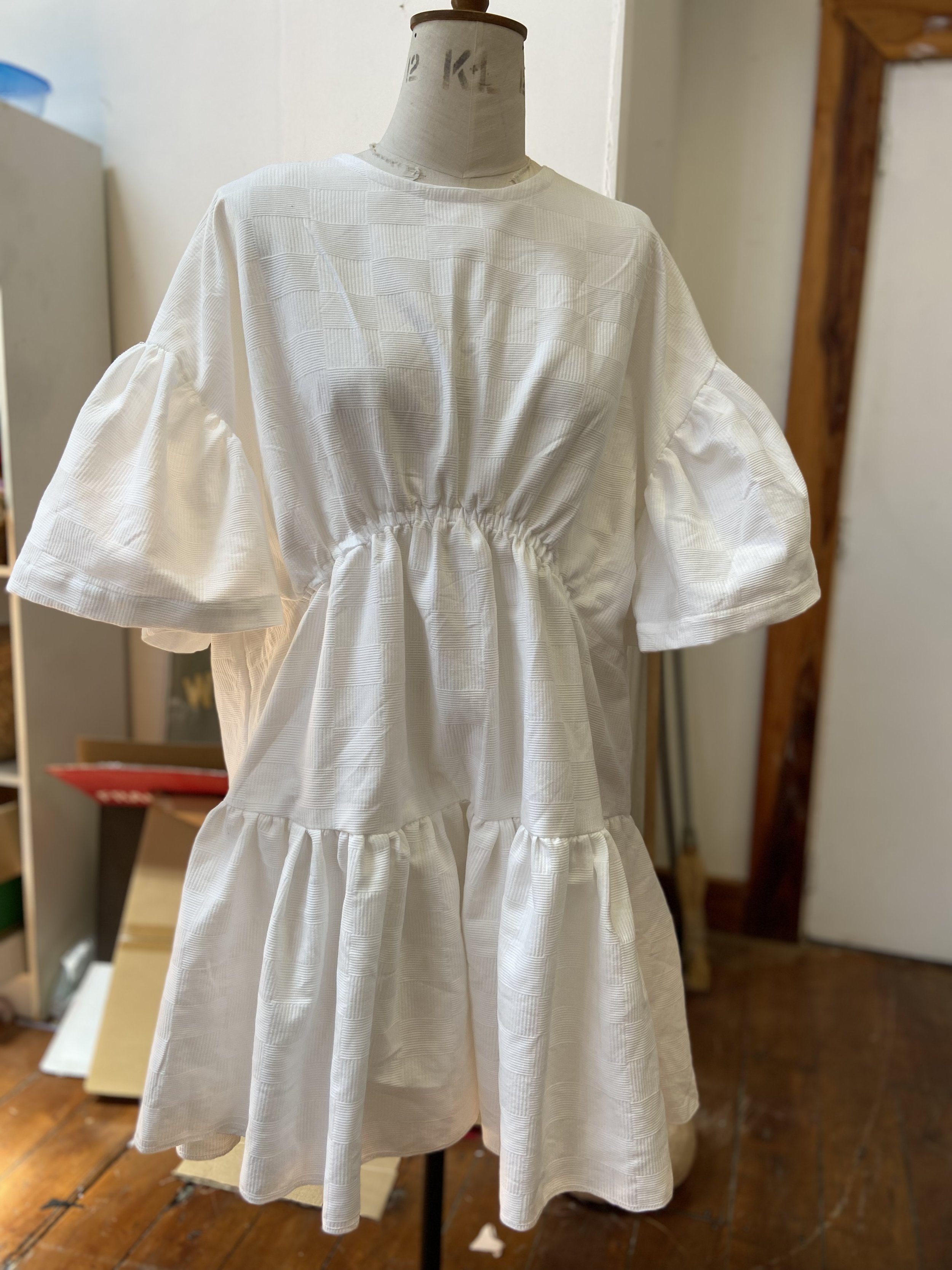 Sadie Textured Cotton Ruffle Dress