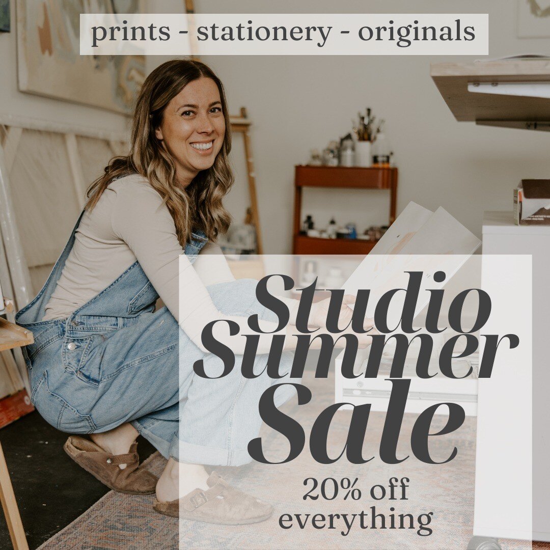 My first ever Studio Summer Sale is happening now, both on my website (hello originals!) &amp; on Etsy (hey there art prints &amp; stationery!).

Get 20% your entire order, plus FREE SHIPPING, when you order now! 

#summersale #artforsale #artonsale 