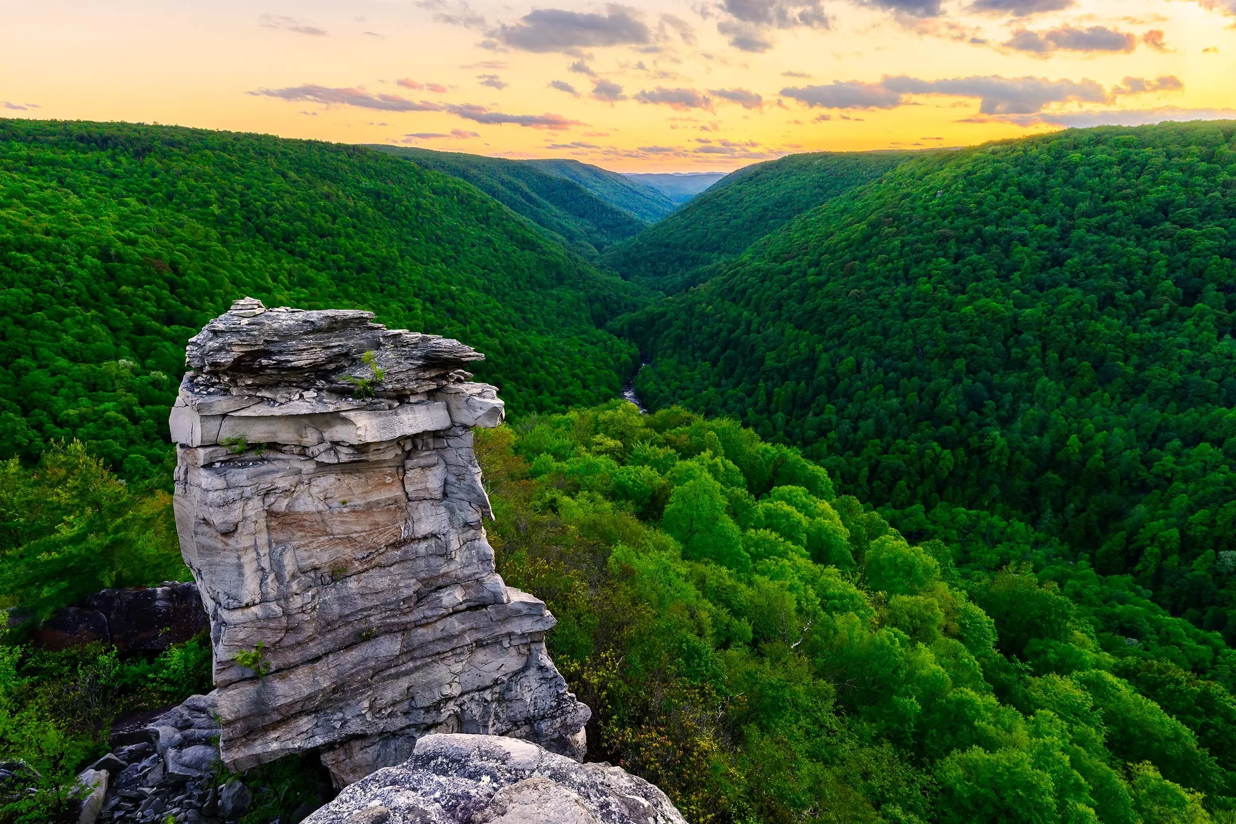 Sunset at Lindy Point Overlook, WV   Golden Hour,Light  
