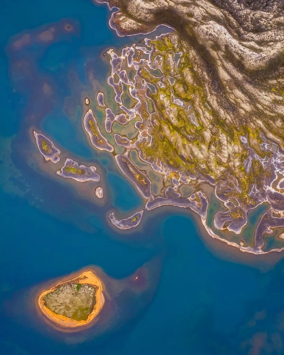 Abstract Landscape in the Highlands of Iceland: Aerial View, Vibrant Colors, Unique Geological Features.
  Abstract  